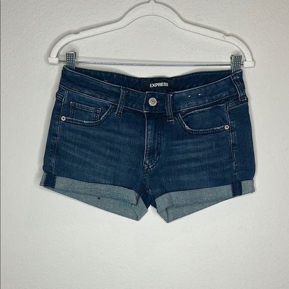 Express Dark Blue Jean Shorts - Picture 1 of 3